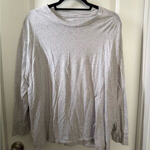 aerie Long-Sleeve Crew Neck Shirt - Light Gray